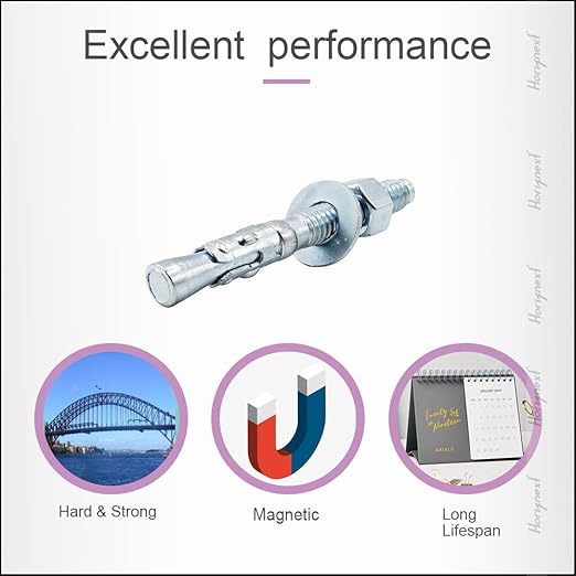 3/8" x 3 inch Wedge Anchor, Fastener for Cement and Concrete only, Heavy Duty zinc-Plated Carbon Steel Screw Bolt nut Expansion Head kit to Drill Wall (30 pcs)