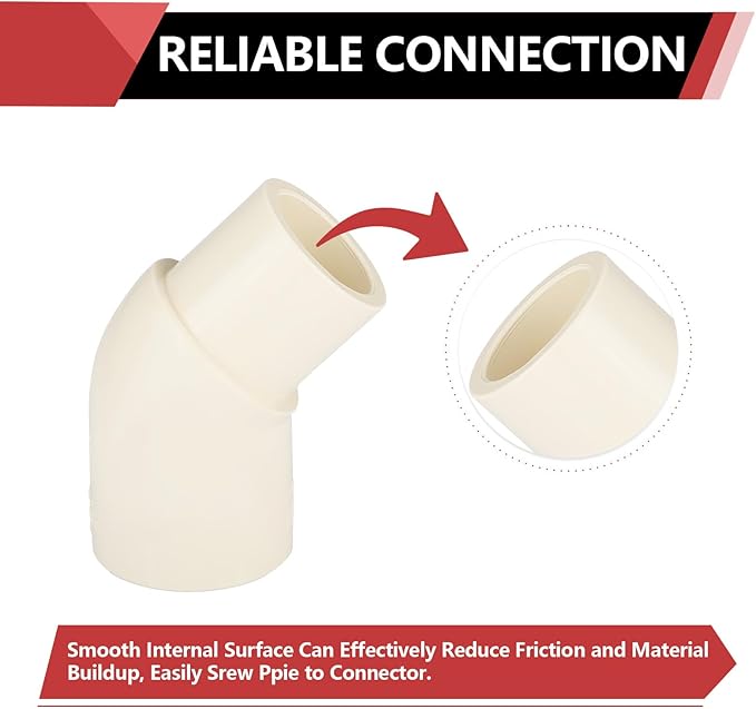 200-PACK EFIELD CPVC Street Elbow,1" Spigot x 1" Slip 45-Degree Elbow Fitting,(CPVC012-10-200PCS)
