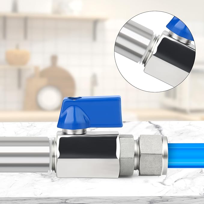 TAISHER 2PCS 304 Stainless Steel Compression Mini Ball Valve Shut Off Switch, 1/2" Tube OD x 1/2" NPT Male