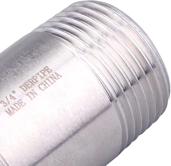 3/4" X 3/4" Male Nipple Pipe Fitting - Stainless Steel NPT Threaded Long Coupling Fitting 2" Length (pack of 2)