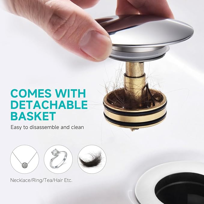 Flexible Sink Drain Pipe Kits,Adjustable Bathroom Sink P Trap with Overflow Fits 1-1/4",1-1/2"and 2" Drain Hole,Chrome