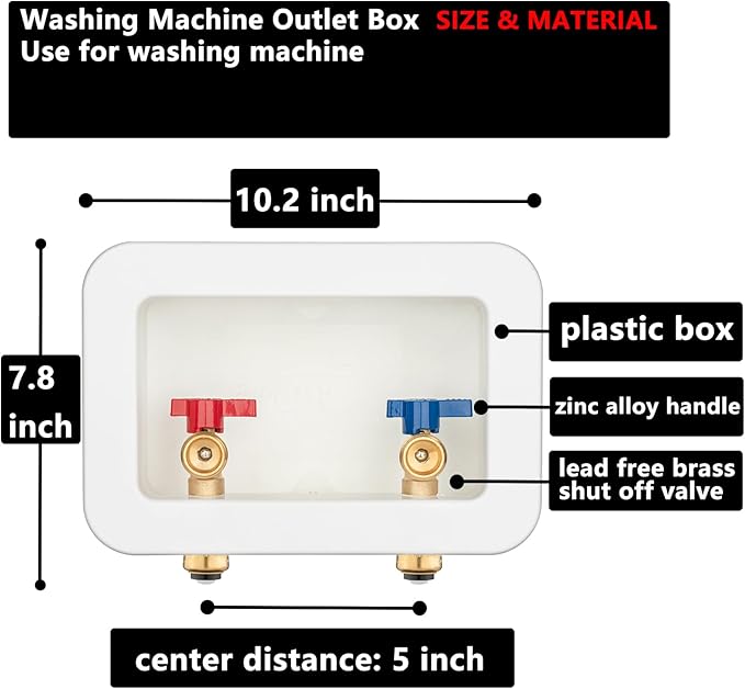 (1 Pack) Lidertik Washing Machine Outlet Box Push to Connect with Center Drain, Inlet 1/2 inch Push to Connect x Outlet 3/4 inch Male Thread LI-XYJH-550-LK