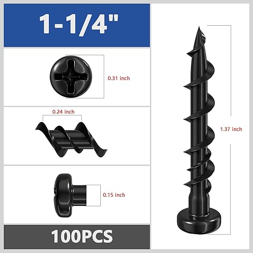 (100 pcs) Pan Head Drywall Anchors 1-1/4" Black Anti Rust Coating, Bolt Anchor, Duty Hollow Wall Anchors