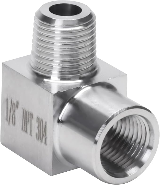 90 Degree Street Elbow - 1/8" NPT Male to 1/8" NPT Female Stainless Steel 304 Heavy Duty Forged Square Barstock Street Elbow Adapter Pipe Fitting (pack of 5)