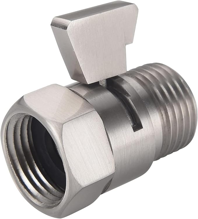 Shower Head Shut Off Valve, Brass G1/2“ Water Flow Control Valve for Shower head and Handheld, Water Pressure Regulator Replacement for Shower System(Brushed Nickel)