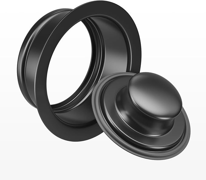 Kitchen Sink Flange Stopper,Garbage Disposal Flange and Sink Stopper,fit Stainless Steel 3-1/2 inch Standard Sink Drain,Black Colour