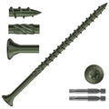 #10 x 3-1/2" Deck Screws (115Pcs) 2lb. Carbon Steel, Green, Flat Head, Rust Resistant epoxy Coated, with T25 Star Bit