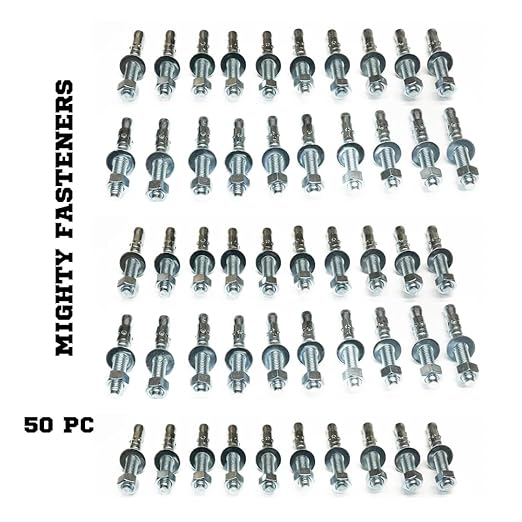 Zinc-Plated Steel Wedge Anchors, 3/8" X 2-1/4" - Heavy-Duty Mounting Bolts for Concrete - 50 Pack