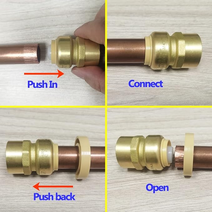 HQMPC Pex Fitting 1/2" Female Npt x 1/2" Straight Coupling Push Fit PEX Fittings Female, Push-to-Connect Copper, CPVC, No Pb Brass Plumbing Fittings (12, 1/2")