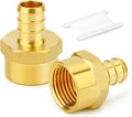 GASHER 2Pcs No Lead Brass 3/4" Pex Female Adapter, 1/2" Female NPT to 3/4" PEX Adapter for Pex Tubing