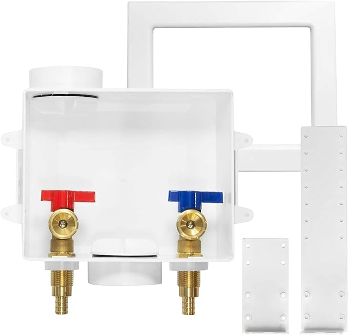 Washing Machine Box, Center/Side Drain, 1/2 Inch Pex Crimp Inlet x 3/4 Inch MHT Outlet Connection, Laundry Washer Valve Box (Pack of 20)