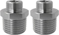 1/2 to 3/8 Reducer Faucet Adapter - Compression Brass Pipe Fitting, 3/8 Male to 1/2 Male Supply Line Adapter for RV Kitchen Plumbing, Water Hose Pipe Connector with Rubber Washer, (2 Pack)