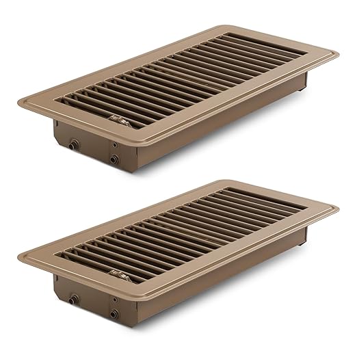 2PCS Floor Vents Floor Registers 4x12 Inch, Heavy Duty Metal Hot Air Vent Covers 4x12 Inch with Rust-Proof Finish for Home Heater Floor Vent Grilles and Vents (2, Brown, 4x12 Inches)