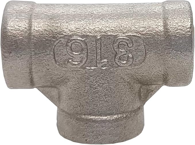 AF Hydro Stainless Steel SS316 Tee Pipe Fitting, 1/2''NPT Female Thread, Pressure Rating up to 150 PSI, Class 150 Connector Adapter, 2 pcs in a pack