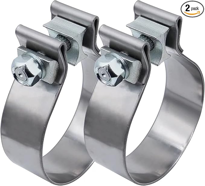 ROADFORMER 2.75 inch Exhaust Clamp Narrow Band Stainless Steel for Exhaust Pipe, Muffler and Exhaust System Repair (2 Pack)