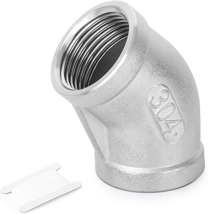 TAISHER 1PCS 304 Stainless Steel 45 Degree elbow,2-1/2" NPT Female x 2-1/2" NPT Female 304 Stainless Pipe Fitting