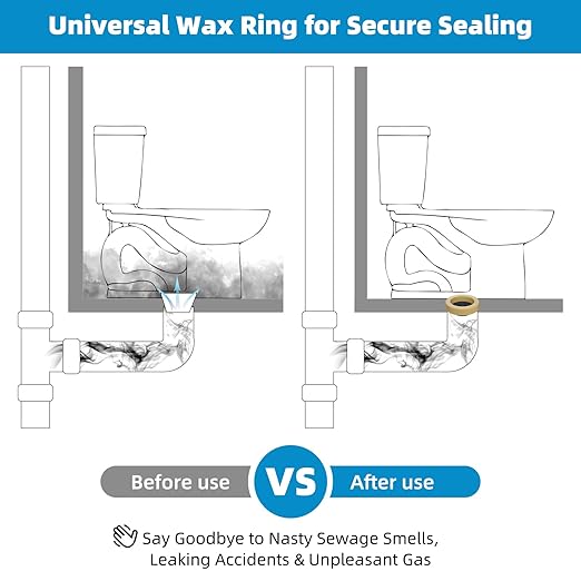 Hibbent Extra Thick Toilet Wax Ring, Toilet Bowl Wax Seal Kit with Closet Bolts, PE Flange and Extra Retainers, Thick Wax Ring Gasket for 3-inch/4-inch Waste line-Gas, Odor and Watertight Seal
