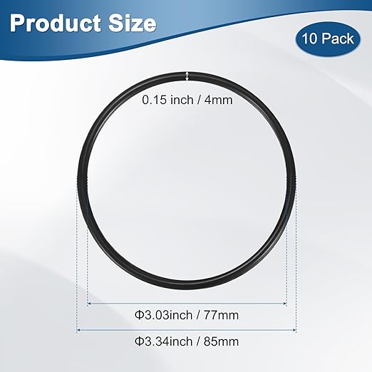 10-Pcak Nitrile Rubber O-Rings, 77mm ID, 85mm OD, 4mm Width, Metric Sealing Washer Gasket for Automotive Machine Plumbing/Faucet/Air or Gas Connections, Resists Oil and Heat