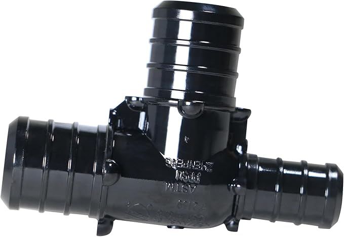 XFITTING Poly Pex B Barb Crimp 3/4 inch X 1/2 X 3/4 Pex B Tee, Poly Alloy, 25 Pieces