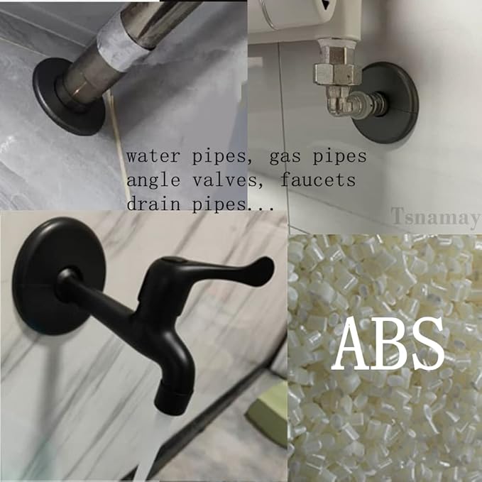 12 Pcs Wall Split Flange, ABS Round Self-Adhesive Escutcheon Plate Buckles Design for 0.86"/22mm Diameter Pipe