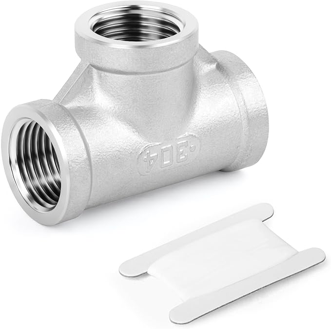 TAISHER 1PCS 304 Stainless Steel Tee Pipe Fittings, 2-1/2" x 2-1/2" x 2-1/2" NPT Female Pipe Fittings