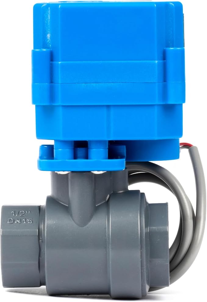 U.S. Solid 1/2 inch UPVC Motorized Ball Valve - AC 85V-265V Plastic Electrical Ball Valve with Full Port, 2 Wire Auto Return, Normally Closed