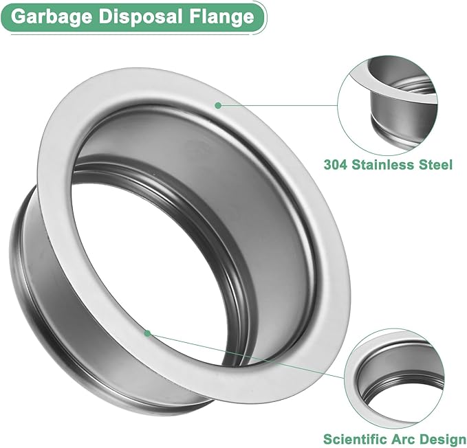 1-Pack Garbage Disposal Sink Flange, Kitchen Sink Replacement Accessories, Garbage Disposal Parts, Universal Flange Fit for 3-1/2 Inch Standard Sink Drain Hole [Silver]