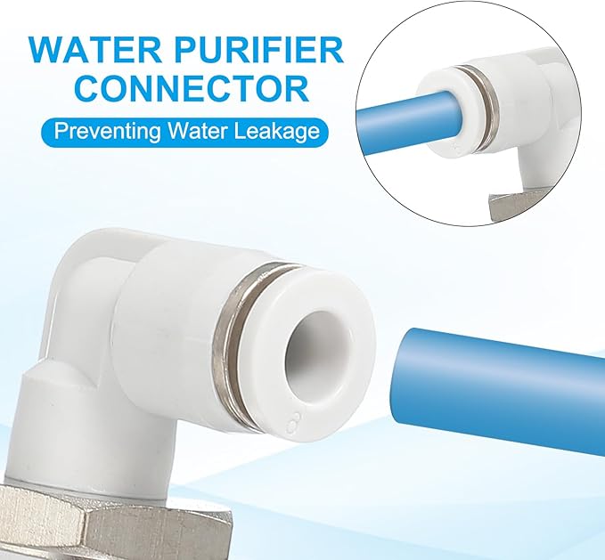 PATIKIL Push to Connect Fitting, 5 Pack Pneumatic Air Elbow Quick Connector 1/2"PT Male Thread x 6mm Tube 90 Degree Connect Tubing Elbow Air Tube Fitting Pneumatic Quick Adapter, White