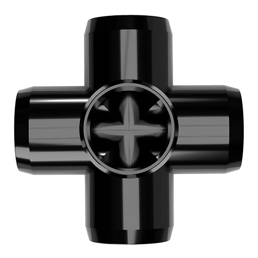 FORMUFIT 3/4" 5-Way Cross Furniture Grade PVC Fitting in Black, Made in USA, UV-Resistant, Impact-Proof, 1.050” Actual Socket Diameter (Pack of 8) - F0345WC-BK-8