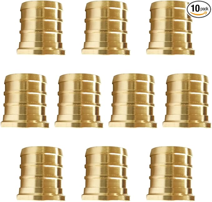 Joywayus 3/4" PEX Barb Plug End Cap Brass Crimp Fittings (Pack of 10)