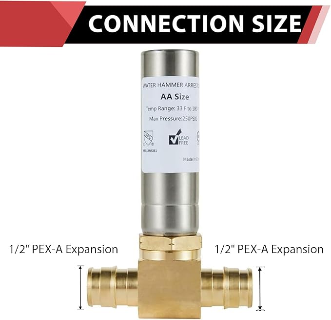 EFIELD Water Hammer Arrestor MH-211 Pex-A Expansion Connection 1/2-inch Tee, Stainless Steel, ASTM F1960,(HAMMER009)