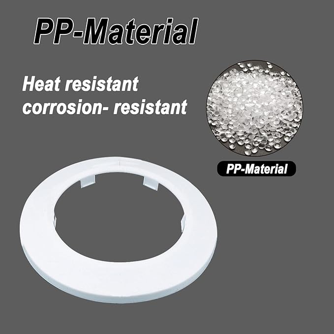 75mm Pipe Cover Decoration; Fit 2.95" Outer Diameter Pipe/Hole; White PP Plastic Escutcheon Collar; Snap-on Water Escutcheon Plate for Bathroom Kitchen Wall Tube Decor 2 Pcs