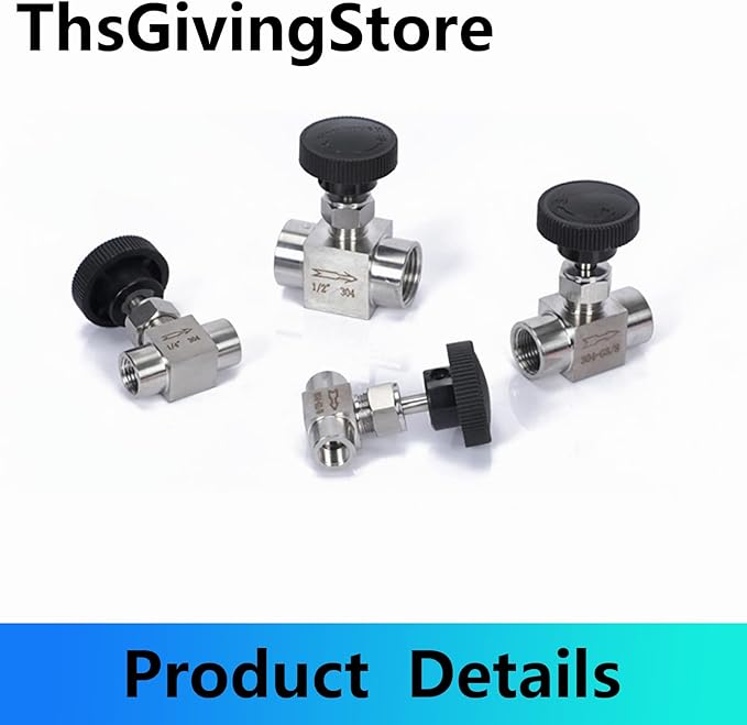 1/8 1/4 3/8 1/2 Inch G Valves 304 Stainless Steel G Female Needle for Valve Flow Control Water Gas Oil,Ferrule Straight-Through Female Needle Valve,Control Needle Valve