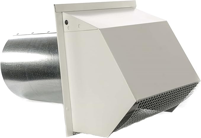 RDP Hooded Wall Vent with Screen and Damper (10 Inch, White)