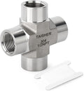 TAISHER 1PCS Forging of 304 Stainless Steel 4 Way Pipe Fittings, 1/2" x 1/2" x 1/2" x 1/2" NPT Female Pipe Fittings