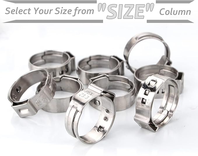 50 Pack 1 Inch PEX Cinch Clamp Rings, Stainless Steel Pex Fittings Crimp Rings Pinch Clamps for PEX Tubing Pipe Fitting Connections (1 Inch)