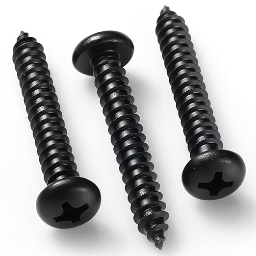 #8 x 1-1/2 Inch Pan Head Wood Screws, Phillips Drive, Black Oxide Stainless Steel 304 (18-8), Self Tapping for Wood, Sheet Metal Screws, 100 Pack