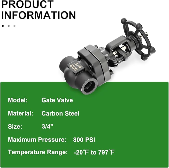 TAISHER 1PCS Forging of Carbon Steel Weld Gate Valve, 3/4" OD Rotary Sluice Valve With Wheel Handle, For Water, Oil, Gas