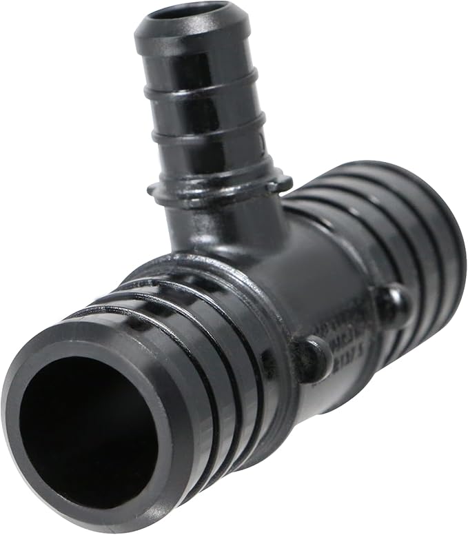 XFITTING Poly Pex B Barb Crimp 1 Inch X 1 Inch X 1/2 Inch Pex B Tee, Poly Alloy, 5 Pieces
