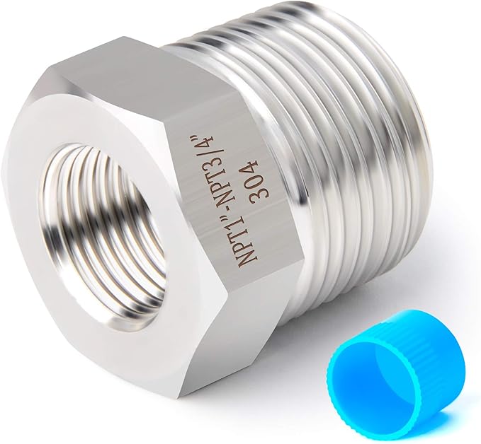 TAISHER 5PCS Forging of 304 Stainless Steel Reducer Hex Bushing, 1" Male NPT to 3/4" Female NPT, Reducing Cast Pipe Adapter Fitting