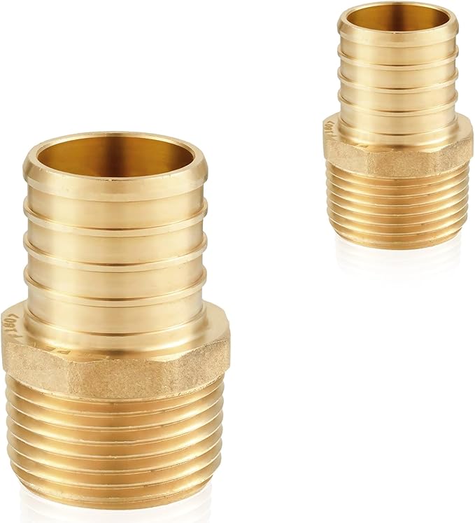 50-Pack HeSun PEX Fittings, 3/4" PEX x 1/2" Male NPT, Brass Crimp Male Adapter Fitting for ASTM F1807(PEX1807027-50)