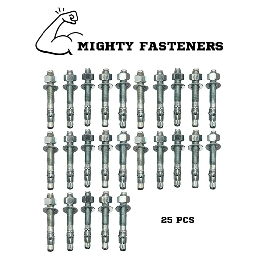Zinc-Plated Steel Wedge Anchors, 3/4" X 5-1/2" - Heavy-Duty Mounting Bolts for Concrete - 25 Pack