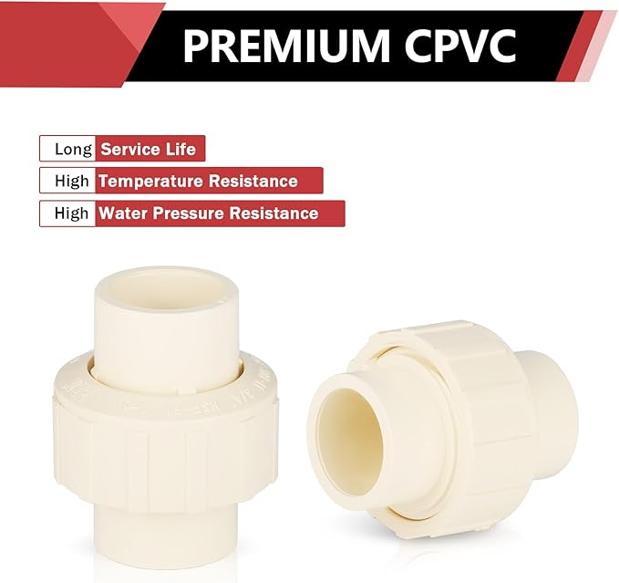 (100 Pack) EFIELD 3/4" Inch CPVC Slip Union, CTS x CTS Union Solvent Connection Fittings,(CPVC031-100PCS)