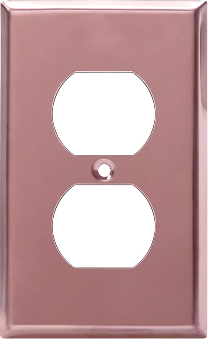 ENERLITES Duplex Receptacle Metal Wall Plate, Stainless Steel Outlet Cover, Corrosion Resistant, Standard Size 1-Gang 4.50" x 2.76", Stainless Steel 201, 7721-PRG, Polished Rose Gold