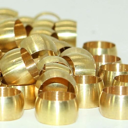 Beduan Brass Compression Fitting, Compression Sleeve Fitting Sleeve Ferrules 5/16" Tube OD (Pack of 40)