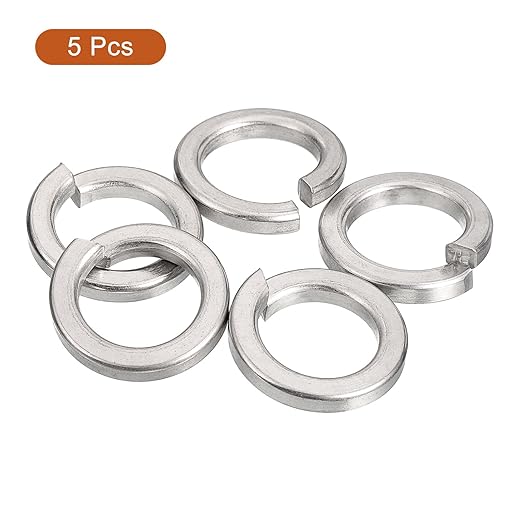 uxcell 5 Pcs Spring Lock Washer, M18 Split Lock Washer Assortment 316 Stainless Steel Lock Washers for Screws Bolts Nuts, Silver