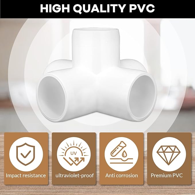 12-Pack 3/4 inch 5 Way PVC Fitting Elbow Furniture Grade Pipe Connector for DIY PVC Shelf Greenhouse Support Structure Frame