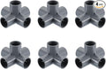 uxcell 3/4" PVC Fittings, 4 Pcs 5 Way Elbow Connector Elbow PVC Furniture Fittings Corner Fitting for Water Supplies PVC Furniture DIY Shelf Greenhouse Tent Connection, Grey