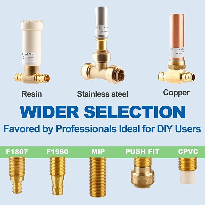 2pcs Copper Water Hammer Arrestor, 1/2 Inch Pex Crimp Tee Hammer Arrestor For Potable Water Plumbing Application, F1807 Tee Connection