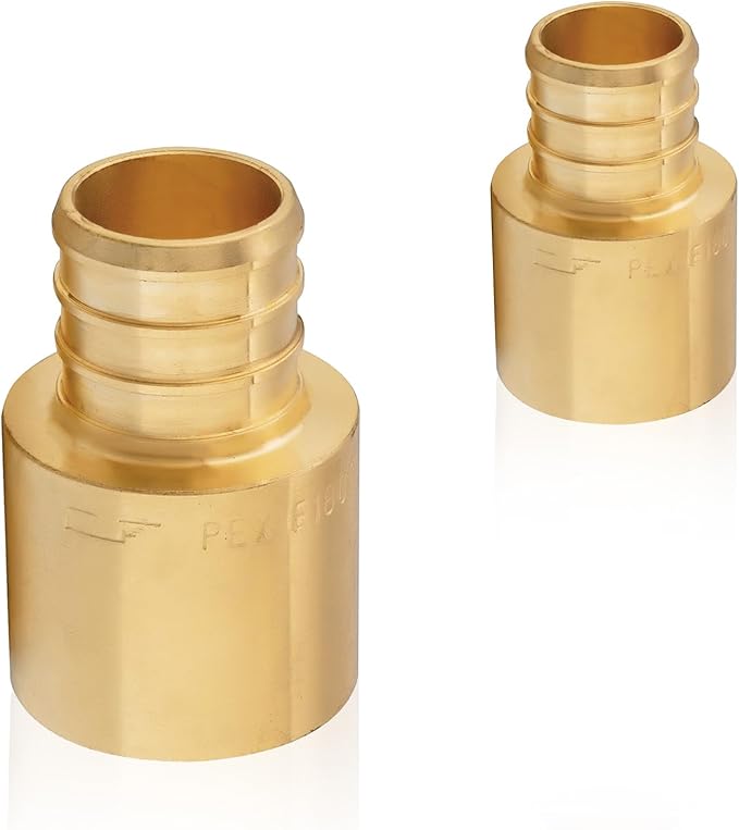 50-Pack HeSun PEX Fittings, 1" PEX x 1" Female Sweat Adapter (Over Copper Tube), Brass Crimp Fitting for ASTM F1807(PEX1807137-50)